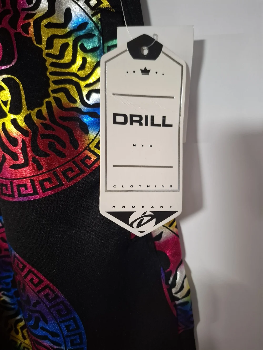 Men's Black Hybrid Shorts with Rainbow Medallion Print